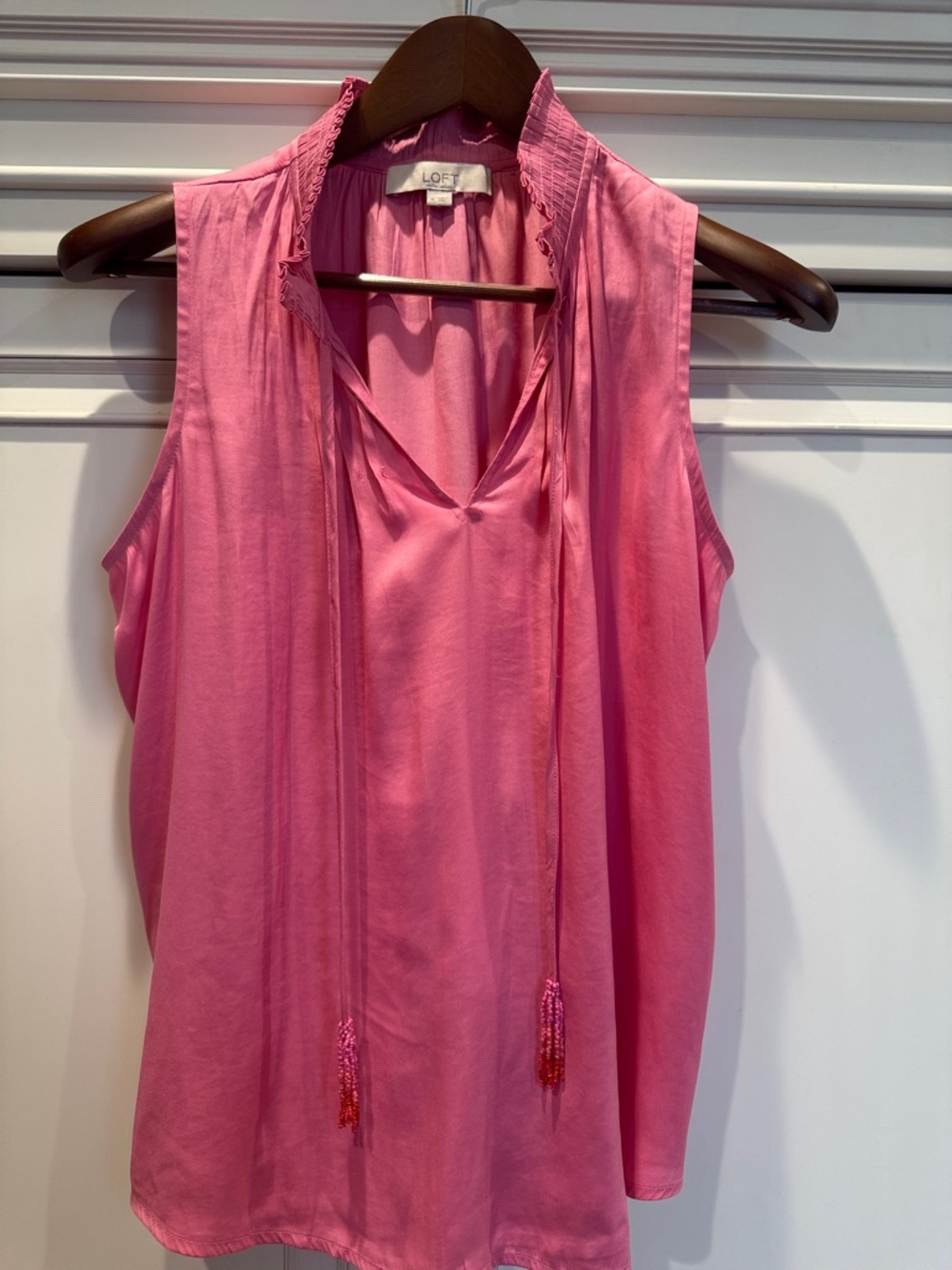 LOFT Hot Pink Sleeveless Tie-Front V-Neck Camisole